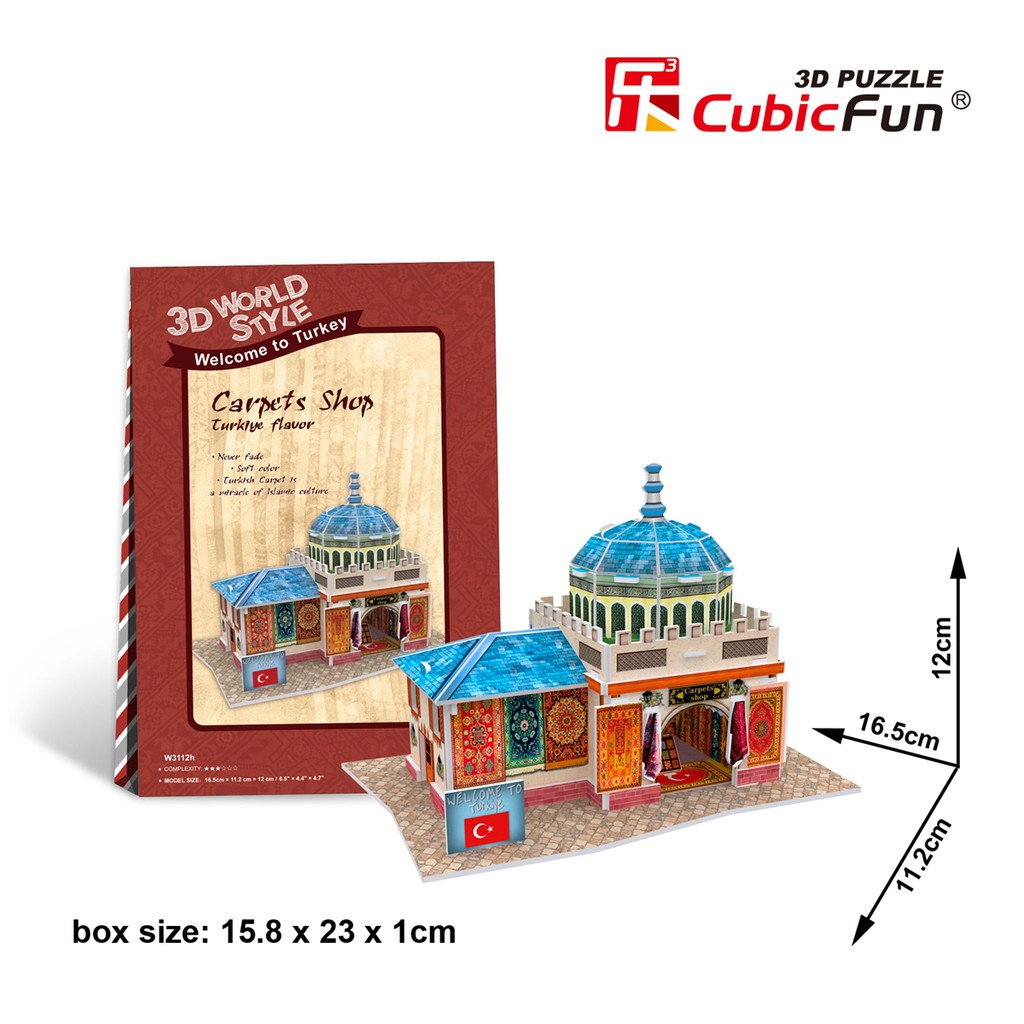 Mô hình giấy 3D CubicFun - Bộ nhà truyền thống Thổ Nhĩ Kỳ - Carpets Shop-W3112h