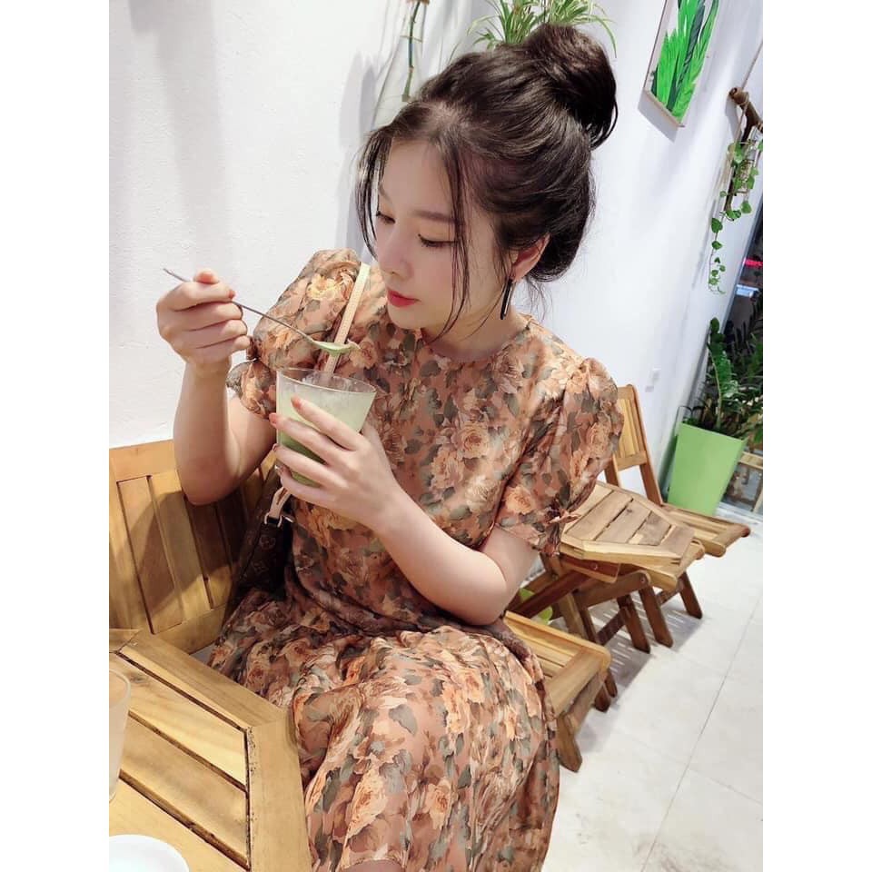 VÁY HOA VOAN HAI LỚP SIÊU XINH