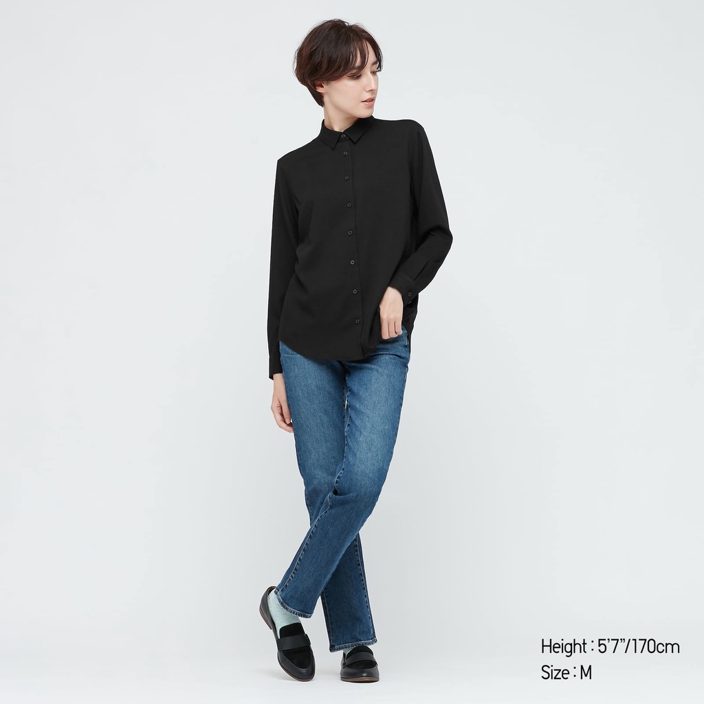 Áo sơ mi Uniqlo màu đen size M_Gift