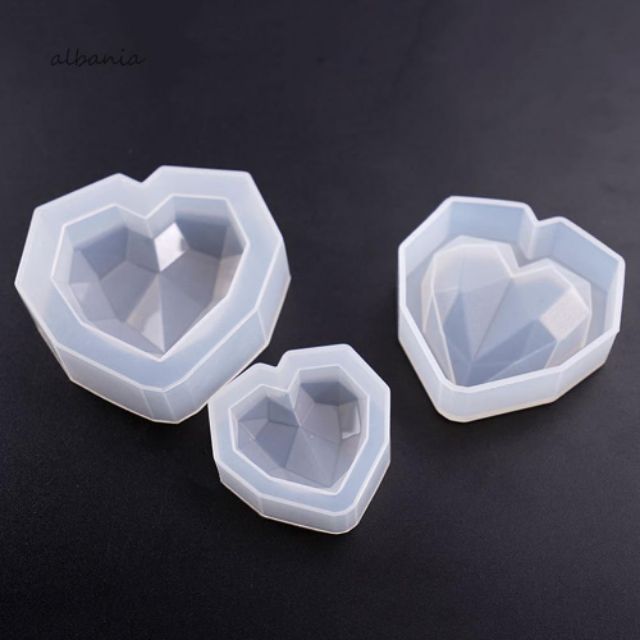 Khuôn resin trái tim đa giác bằng silicone