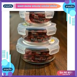 Combo 2 hộp thủy tinh tròn inochi 950ml (tiêu chuẩn Nhật Bản)