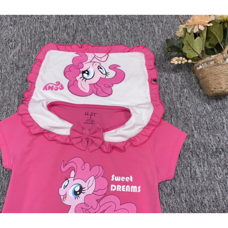 Váy Đầm thun HT Bé Gái ngựa kỳ lân 1 sừng little PONY cồ sen thủy thủ thun 4 chiều size nhí đại