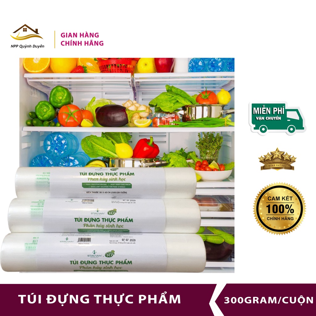 Cuộn túi nilong đựng thực phẩm GREENECOECO Loại 200c/cuộn đựng đồ ăn tươi sống để tủ lạnh