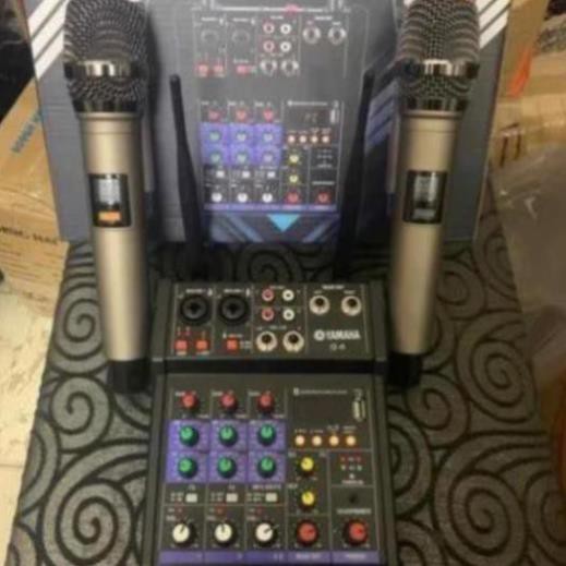 ☢️MẠI DÔ☢️ Bộ Mixer Yamaha G4 USB - Mixer Chuyên Karaoke, Livestream, Thu Âm Cao Cấp - Tặng Kèm 2 Micro Không Dây