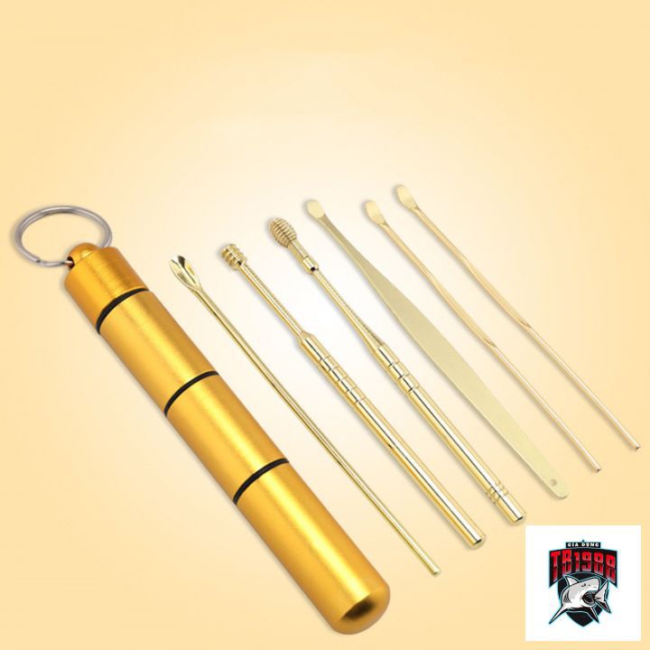 Bộ dụng cụ lấy ráy tai chuyên nghiệp 6 món inox không gỉ phiên bản cao cấp chị ong nâu nâu