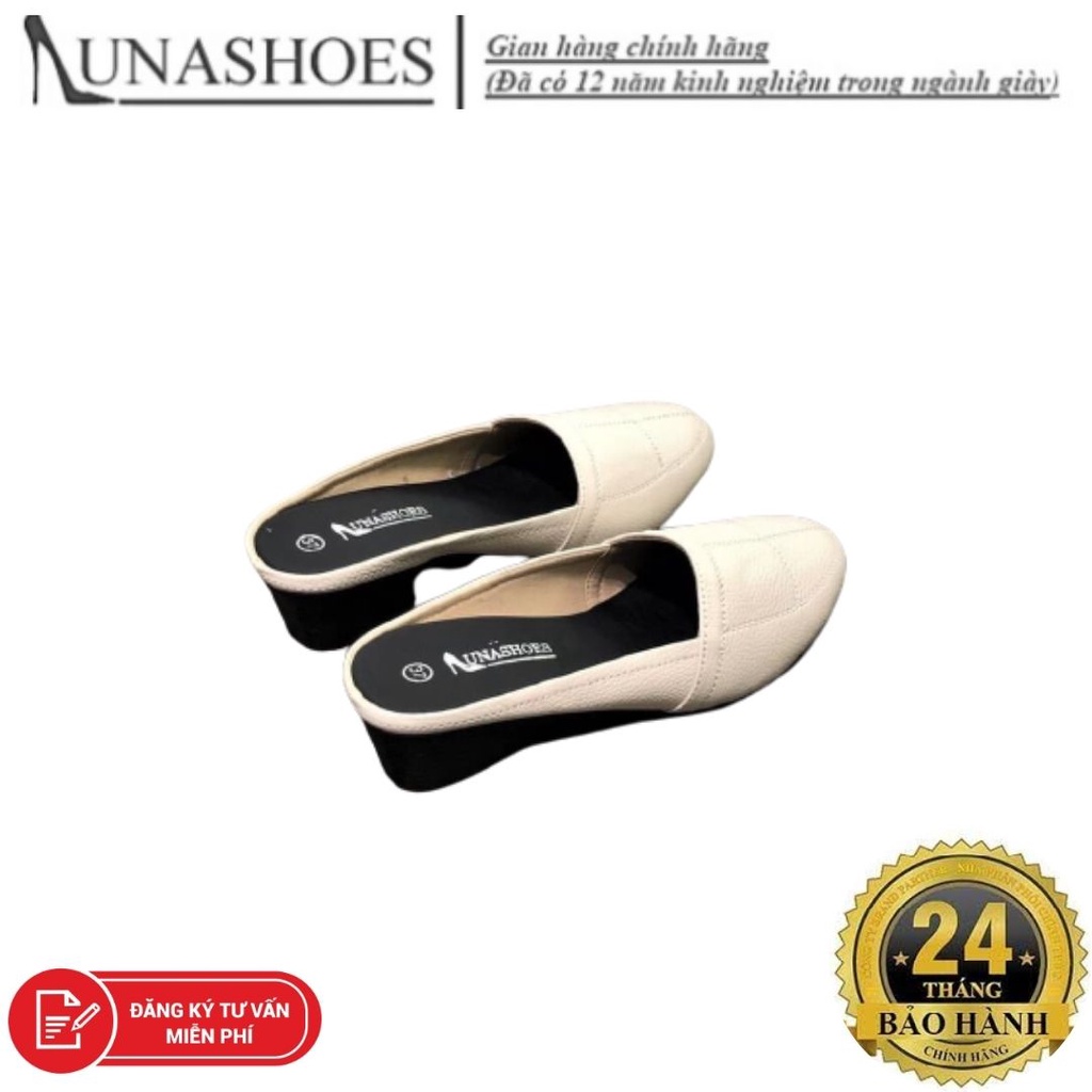 Giày sục nữ da bò 100% đế cao su siêu bền Lunashoes (6207) full box hàng cao cấp có sẵn giầy trung niên cho mẹ