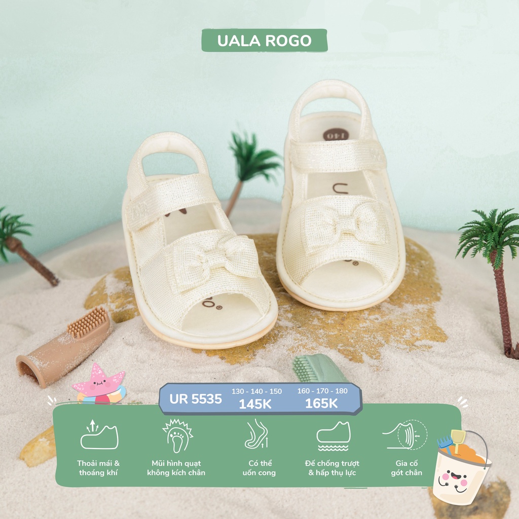 Dép tập đi UalaRogo nơ điệu xinh xắn đáng yêu mềm chân cho bé