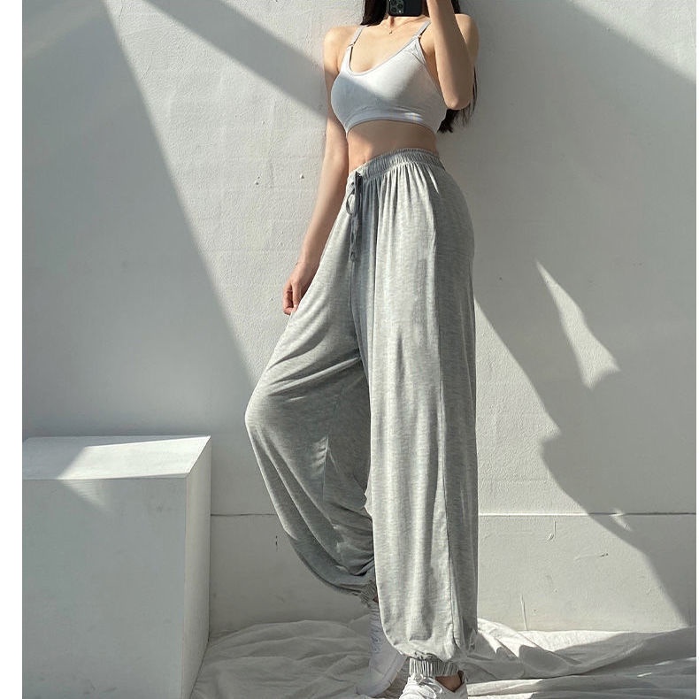 Quần Jogger Ống Rộng Lưng Cao Thời Trang Mùa Hè Cho Nữ