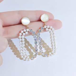 Khuyên tai bạc đính đá opal nhân tạo tinh tế thời trang cho nữ