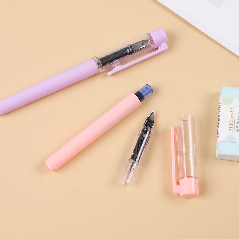 1 Bút Máy Màu Macaron Làm Từ Nhựa Với Mực Thay Thế 1pc