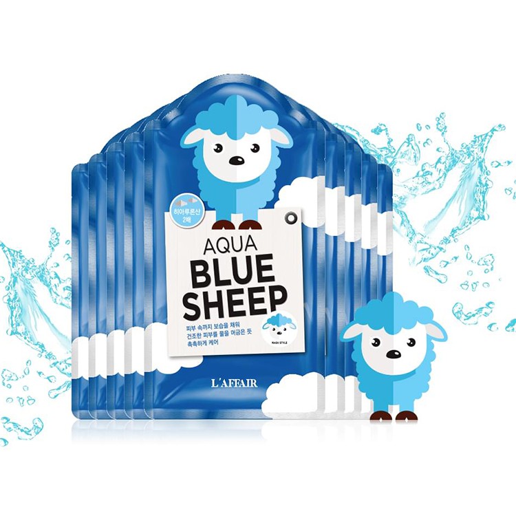 Mặt Nạ Rainbow L'affair Aqua Blue Sheep Mask Dưỡng Ẩm, Chống Lão Hóa, Mờ Thâm Nám Hộp 10 Miếng x 25ml