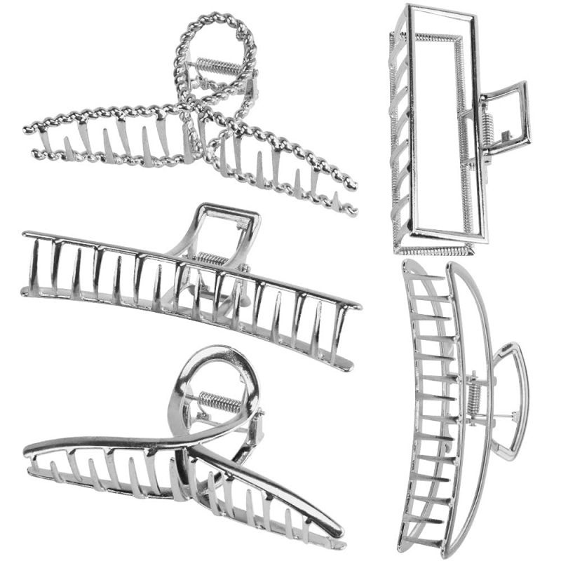 [Mới] Kẹp Tóc Màu Bạc / Kẹp Tóc Lớn / Kẹp Tóc Đuôi Ngựa Đơn Giản Thời Trang Phong Cách INS Hàn Quốc Cho Nữ