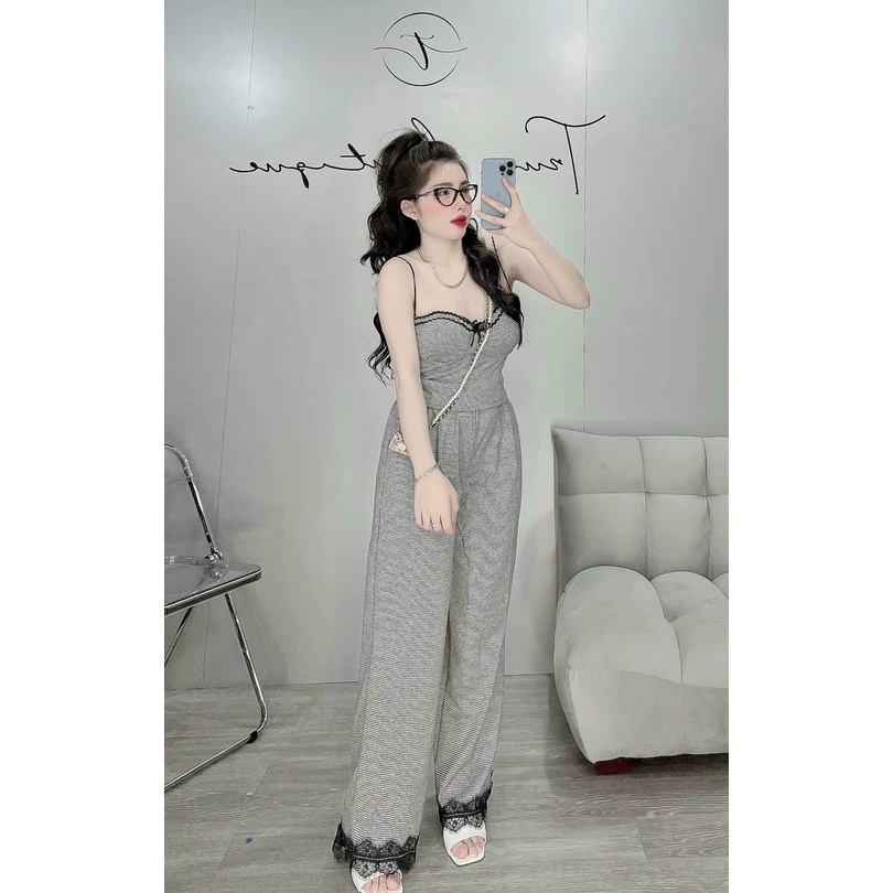 Set Hai Dây Nơ Cúp Ngực Caro Viền Ren Siêu Sexy ạ Form Suông diện ở nhà hay Đi chơi đều cưng xỉu