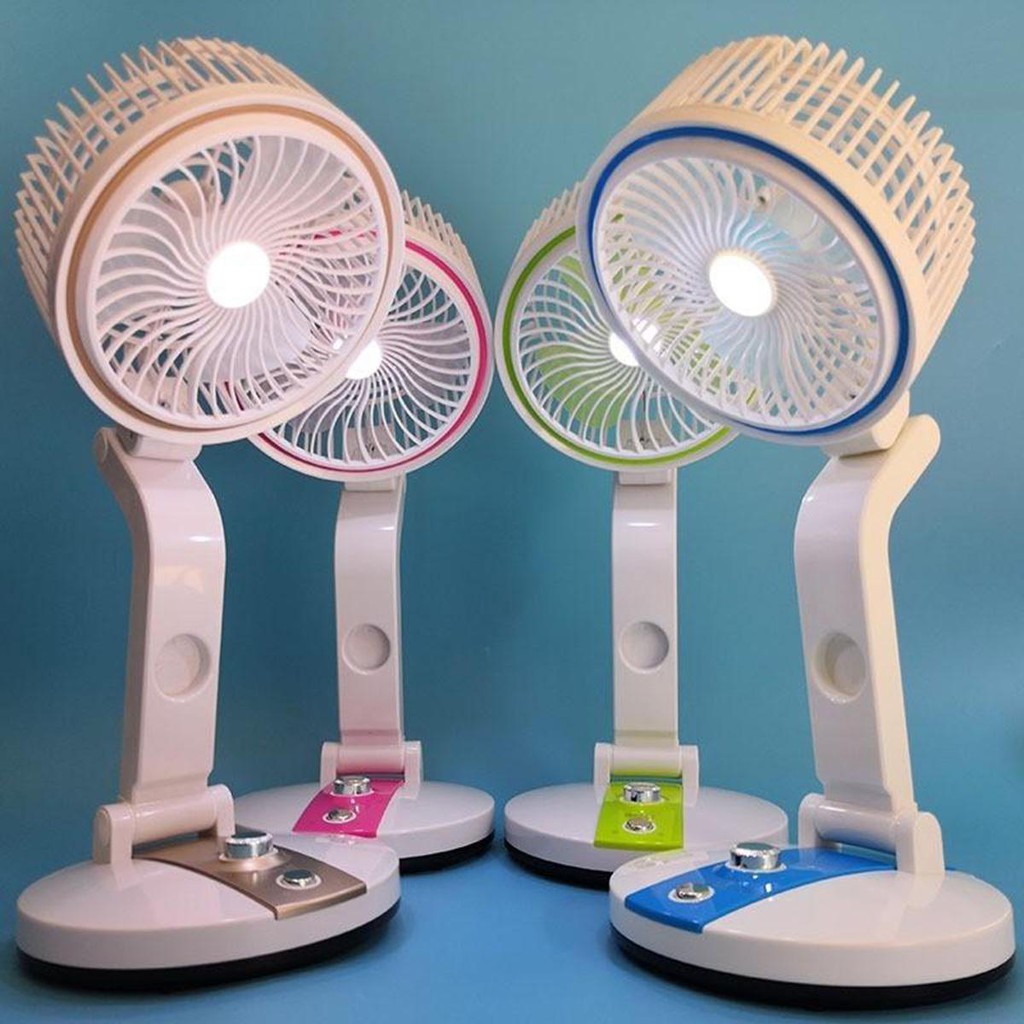 Quạt tích gấp điện có đèn, Quạt tích điện gấp gọn có đèn FOLDING FAN LR-2018 -Bảo hành uy tín - LỖI 1 ĐỔI 1