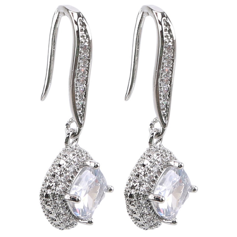 Khuyên Tai Hình Vuông Đính Đá Zircon Sang Trọng Cho Nữ