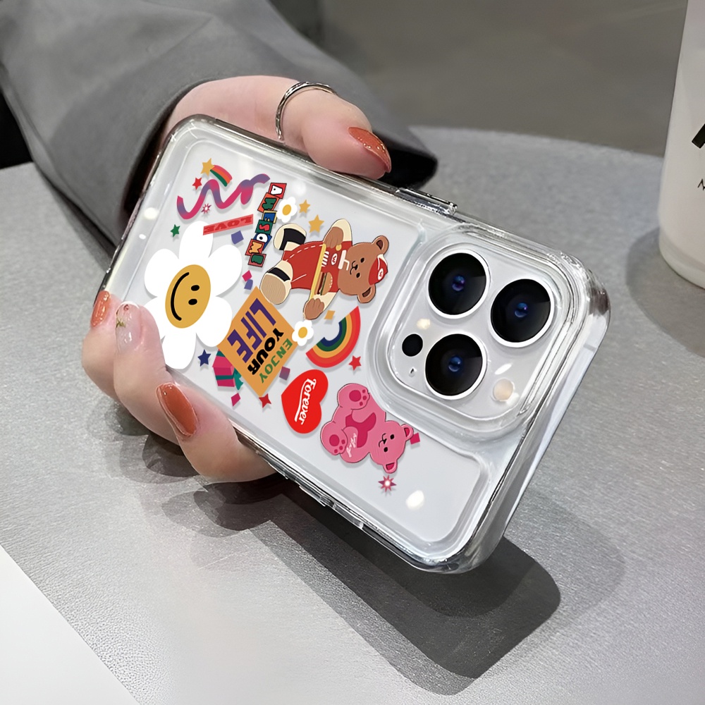 Ốp Điện Thoại Trong Suốt Hình Hoa Mặt Cười Cho iphone 14ProMax 14Plus 13 11 12 7Plus X XR