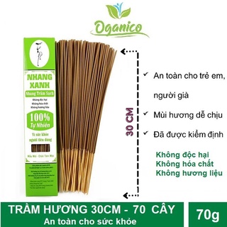 Nhang xanh trầm hương sạch an toàn ít khói dùng cho phòng máy lạnh Hộp 70 cây dài 30cm OGANICO 6