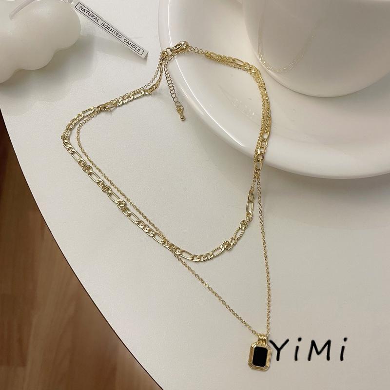 Vòng cổ Hai Lớp Màu Đen Đơn Giản Thời Trang