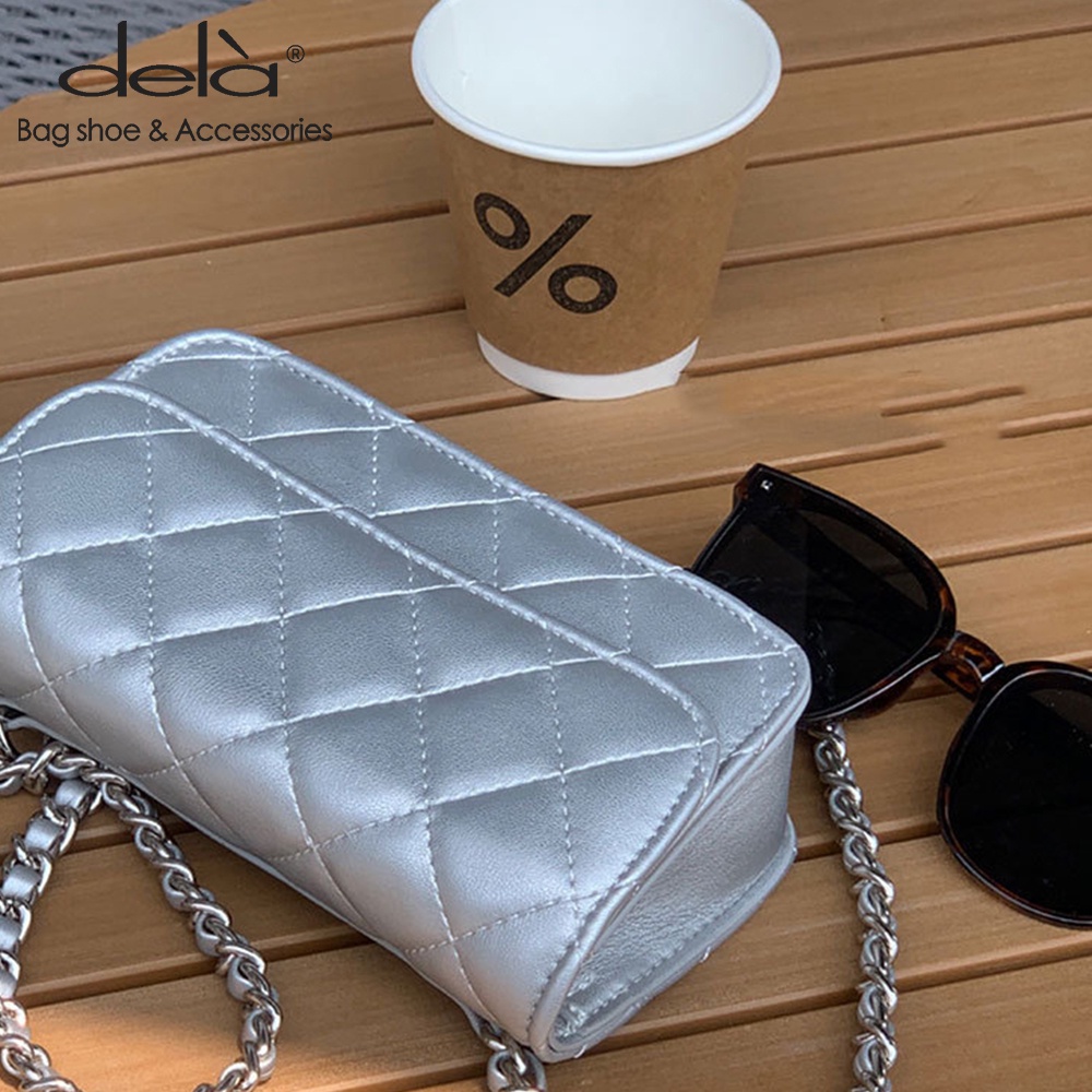 Dela Túi Đeo Chéo Hình Vuông Nhỏ Đính Hạt Kim Cương Có Thể Điều Chỉnh Thời Trang Mới Cho Nữ