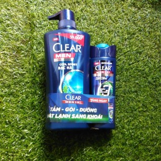Dầu gội Clear men bạc hà 650g tặng kèm như hình