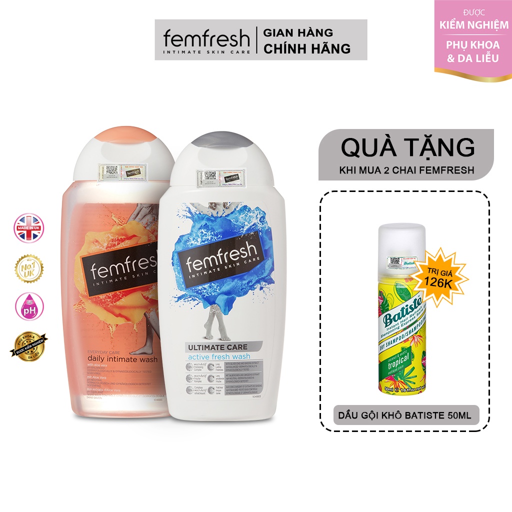 [MUA 2 TẶNG 1] Mua 2 Dung Dịch Vệ Sinh Phụ Nữ Femfresh Daily &amp; Active 250ml Tặng Kèm Quà Tặng Đặc Biệt