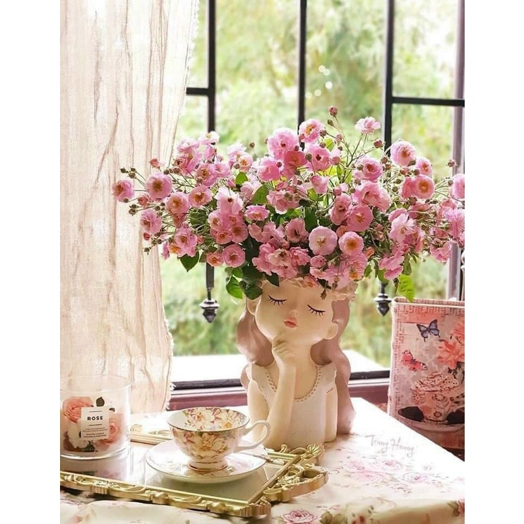 Bình hoa cô gái decor,lọ cắm hoa giả trang trí để bàn,chậu trồng cây,sen đá