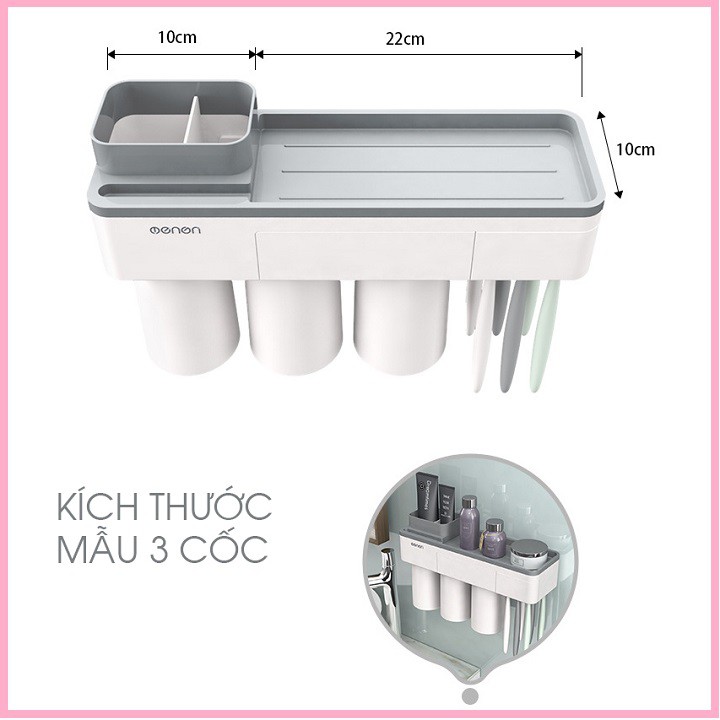 RE0302 Kệ để đồ đánh răng ENON cao cấp cốc hít mẫu 3 cốc - Giá để đồ đánh răng