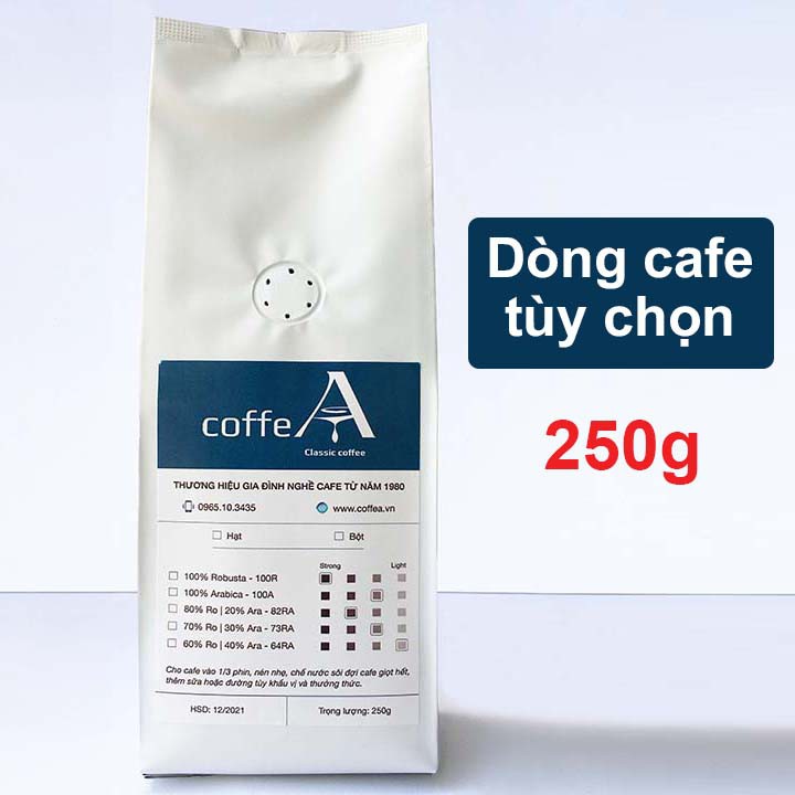 Chọn Gu cafe đen cafe sữa nguyên chất, Arabica Robusta nguyên hạt rang xay mộc pha máy pha phin coffea 250g