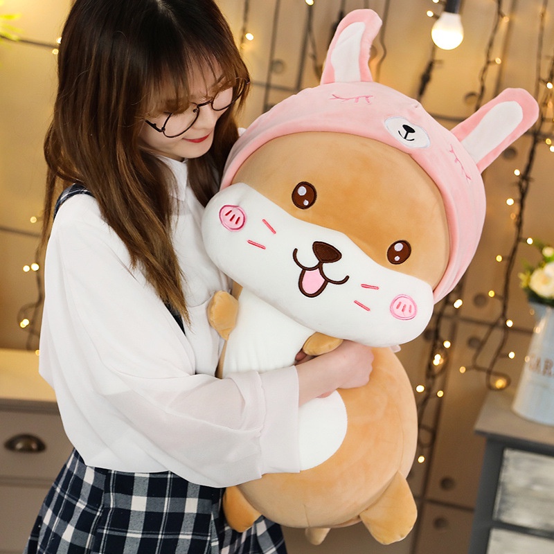 Gối ôm gấu bông chuột hamster mũ xanh siêu cute