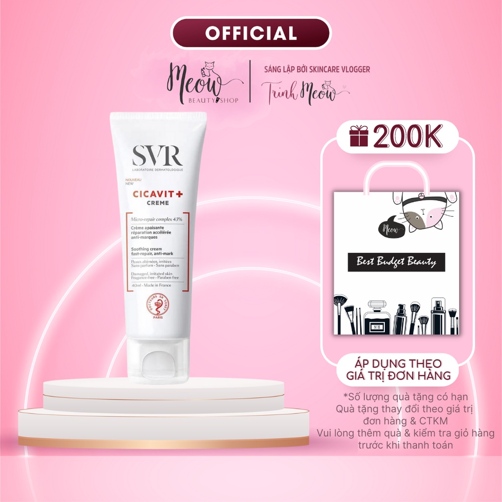 [Mã FMCGMALL -8% đơn 250k] Kem dưỡng SVR làm dịu phục hồi da CICAVIT+ Crème 40ml