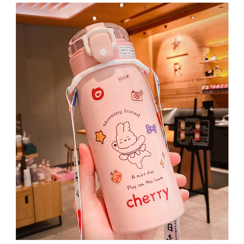 350Ml/500Ml bình nước giữ nhiệt có ống hút mini cầm tay Cute