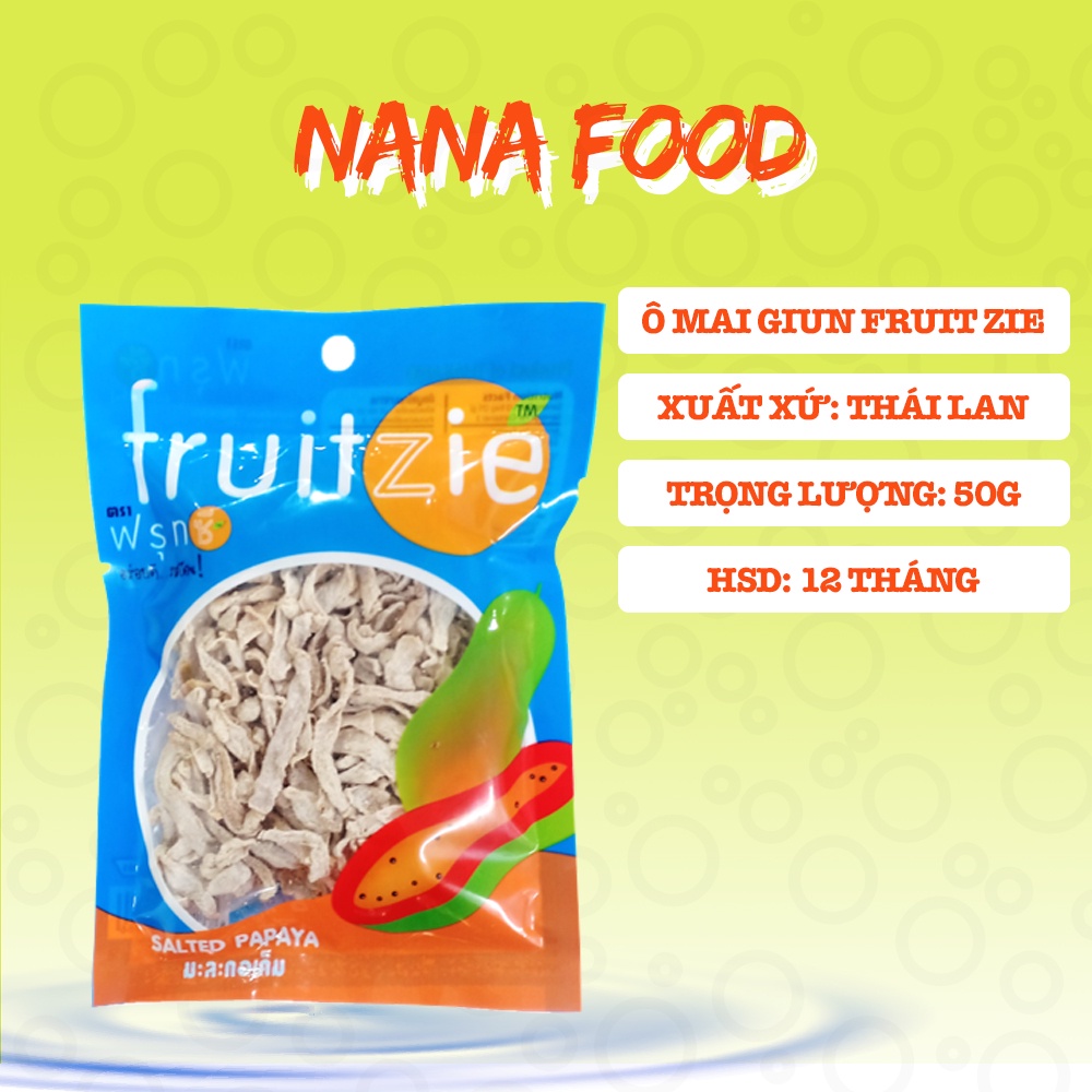Ô mai giun Fruit Zie gói 50g nhập khẩu Thái Lan - Ô mai ăn vặt siêu ngon chính hãng - Ăn vặt NaNa