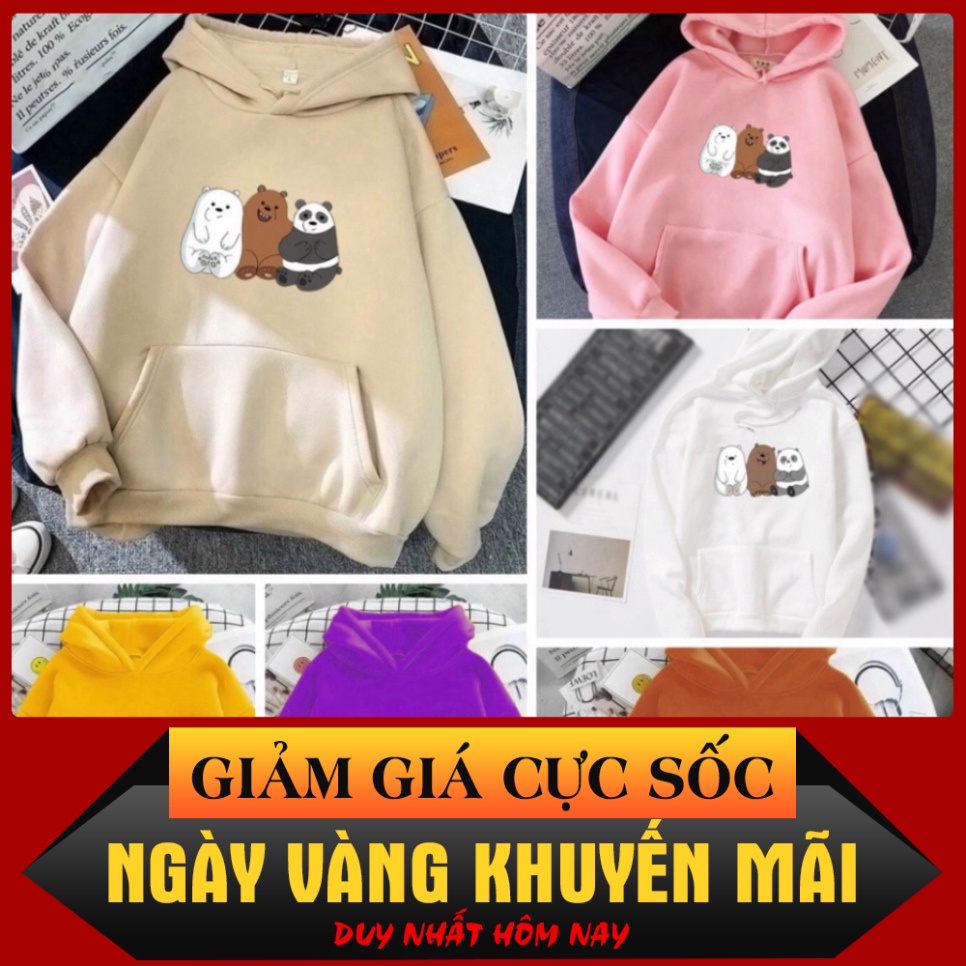 Áo Khoác Hoodie Form Rộng Sweater Nỉ Ulzzang 3 Chú Gấu Hot Trend Thời Trang Thu Đông Siêu Đẹp | 3 GẤU thuahung618