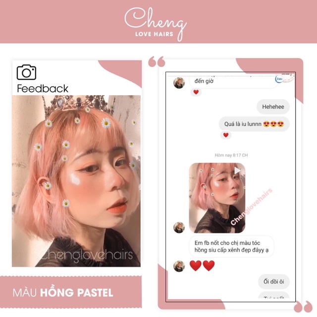 Thuốc nhuộm tóc HỒNG PASTEL cần thuốc tẩy tóc lên từ tone 8 - 9 tặng oxi trợ nhuộm | Chenglovehair, Chenglovehairs