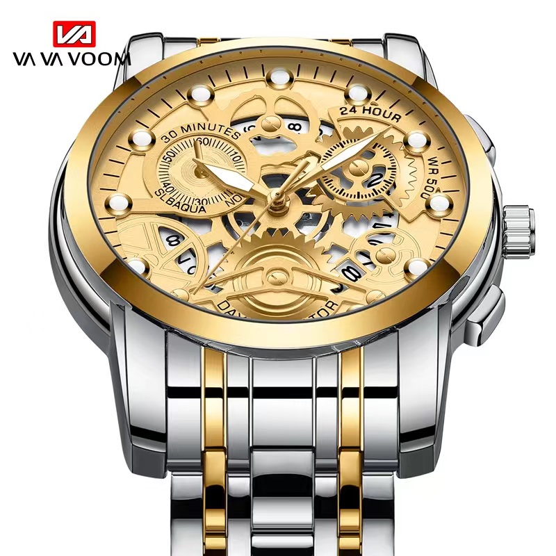 Đồng Hồ Quartz Phát Quang Chống Thấm Nước Bằng Thép Không Gỉ Sang Trọng Cho Nam