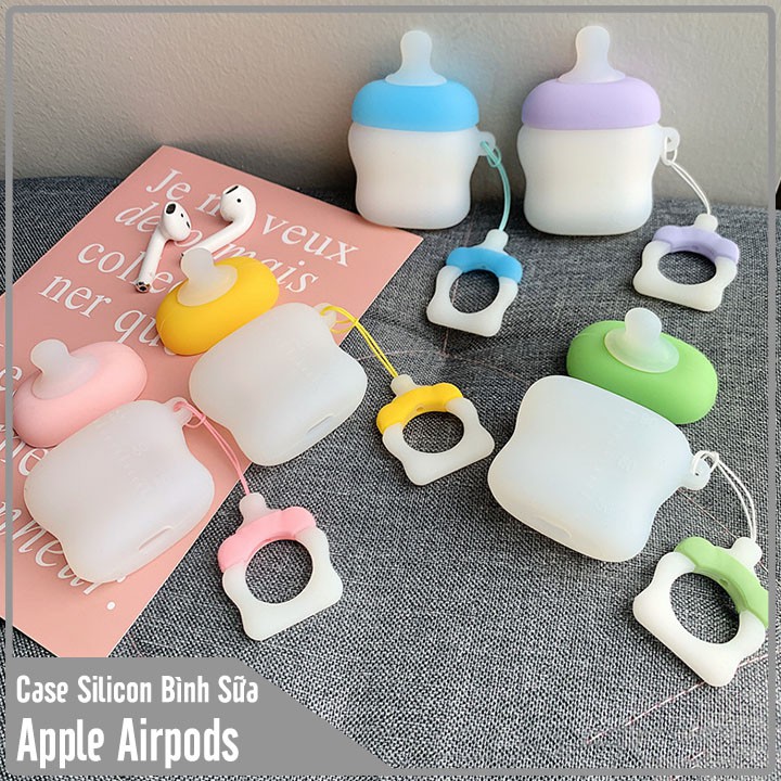 Túi đựng silicon cho tai nghe Airpods hình Bình Sữa nhựa dẻo