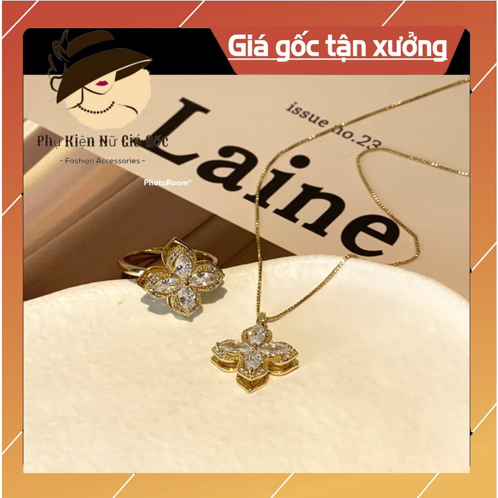Dây Chuyền Tự Xoay Mặt Hình Hoa Siêu Dễ Thương Cho Bạn Nữ