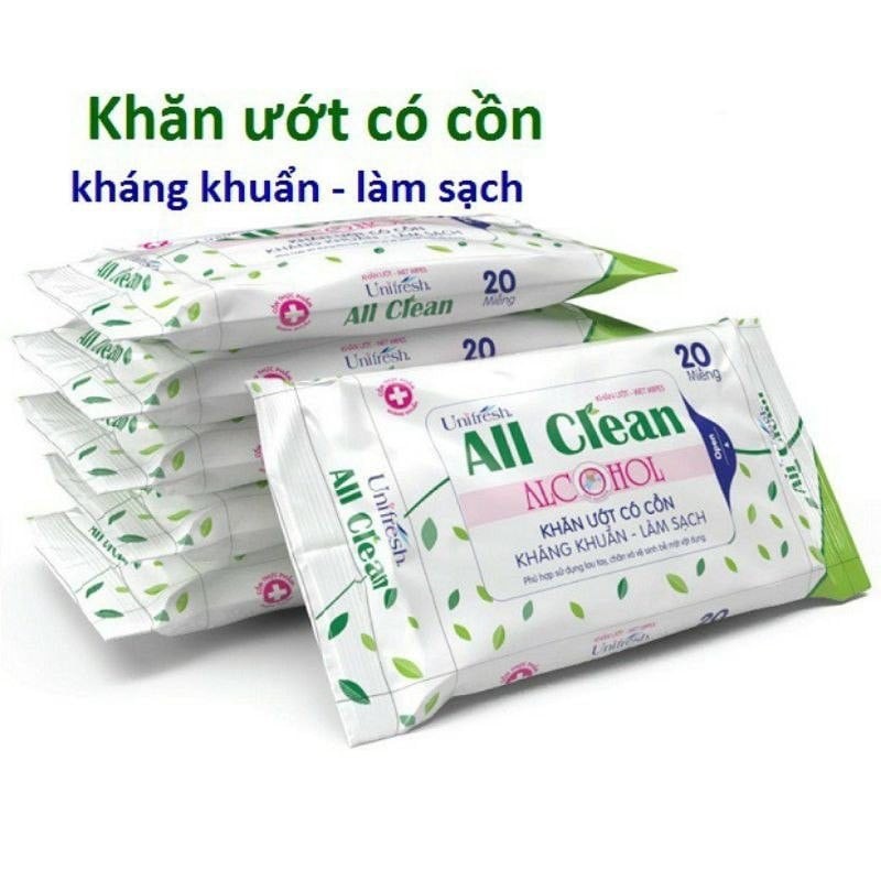 Khăn ướt em bé Unifresh Vitamin E và Nha đam 80 tờ/khăn ướt diệt khuẩn All clean