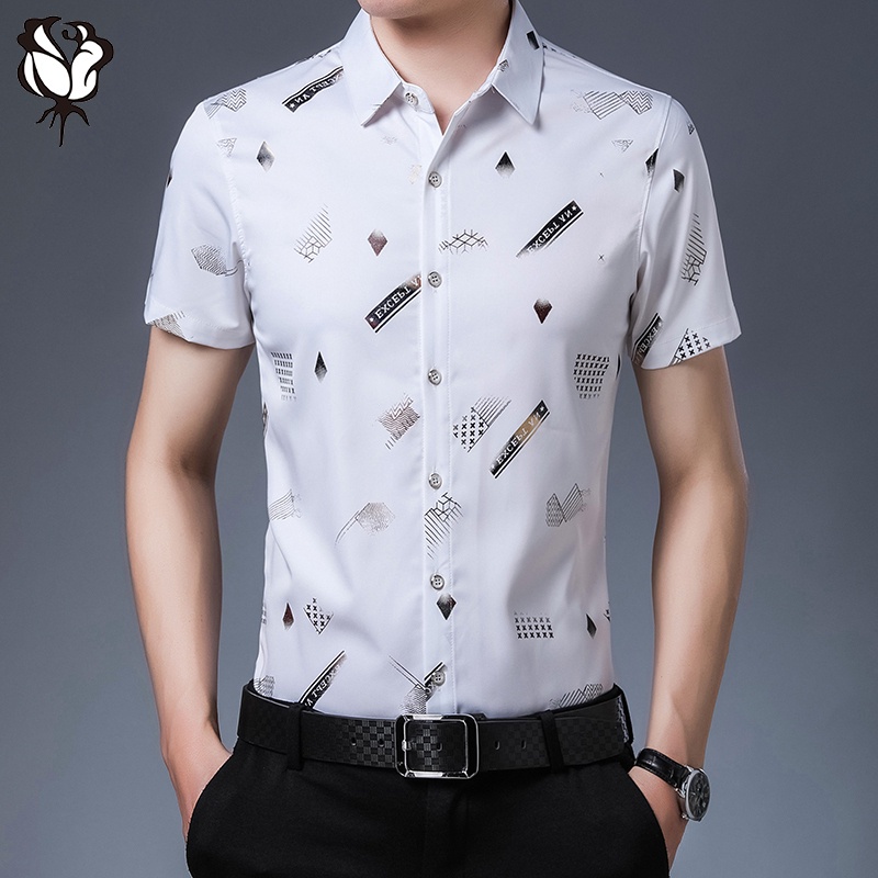 Áo Sơ Mi Tay Ngắn Họa Tiết Hoa Phong Cách Hàn Quốc Thời Trang Hè Cho Nam | BigBuy360 - bigbuy360.vn