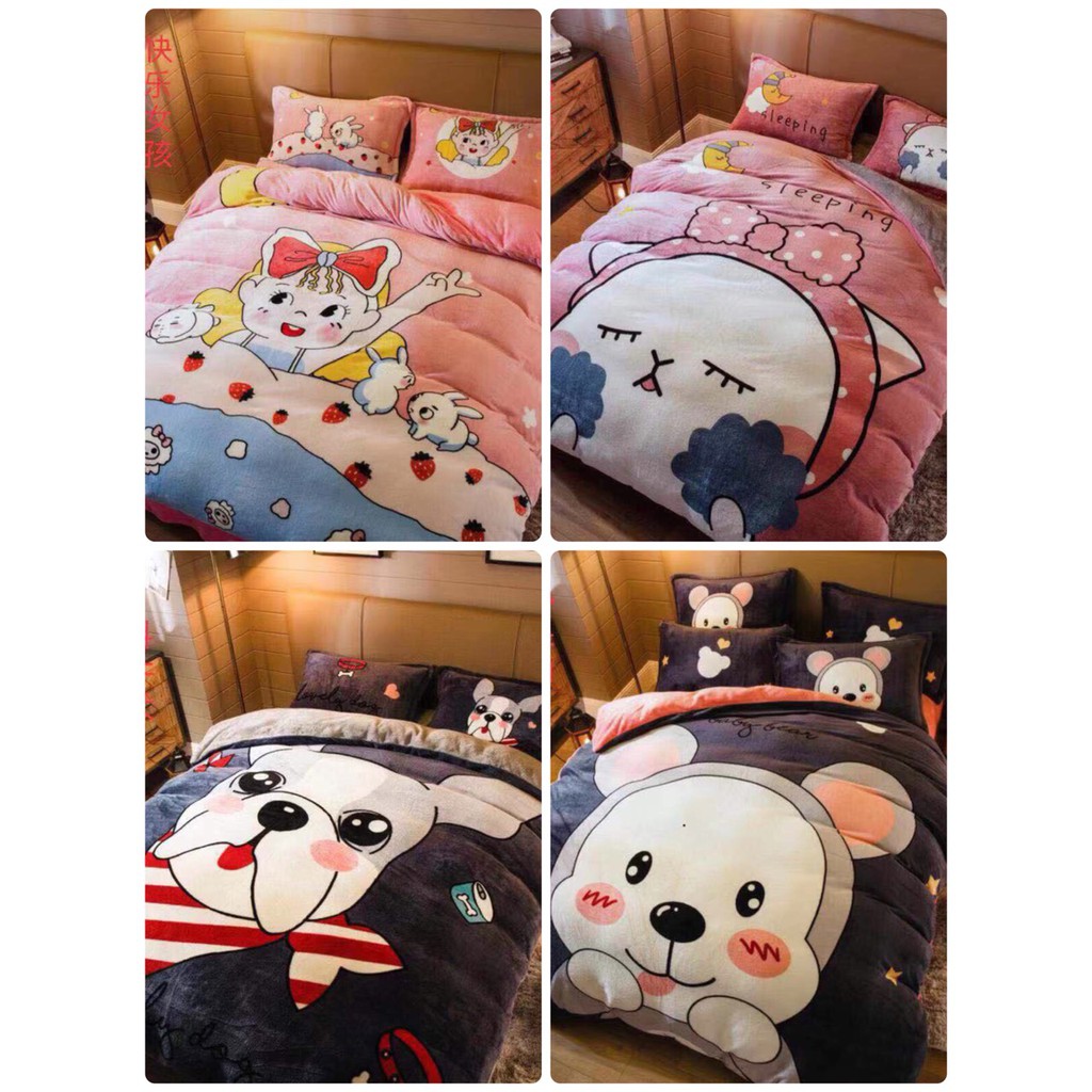 Thanh lý Bộ Chăn Ga Gối Nỉ Nhung 3D-bedding53