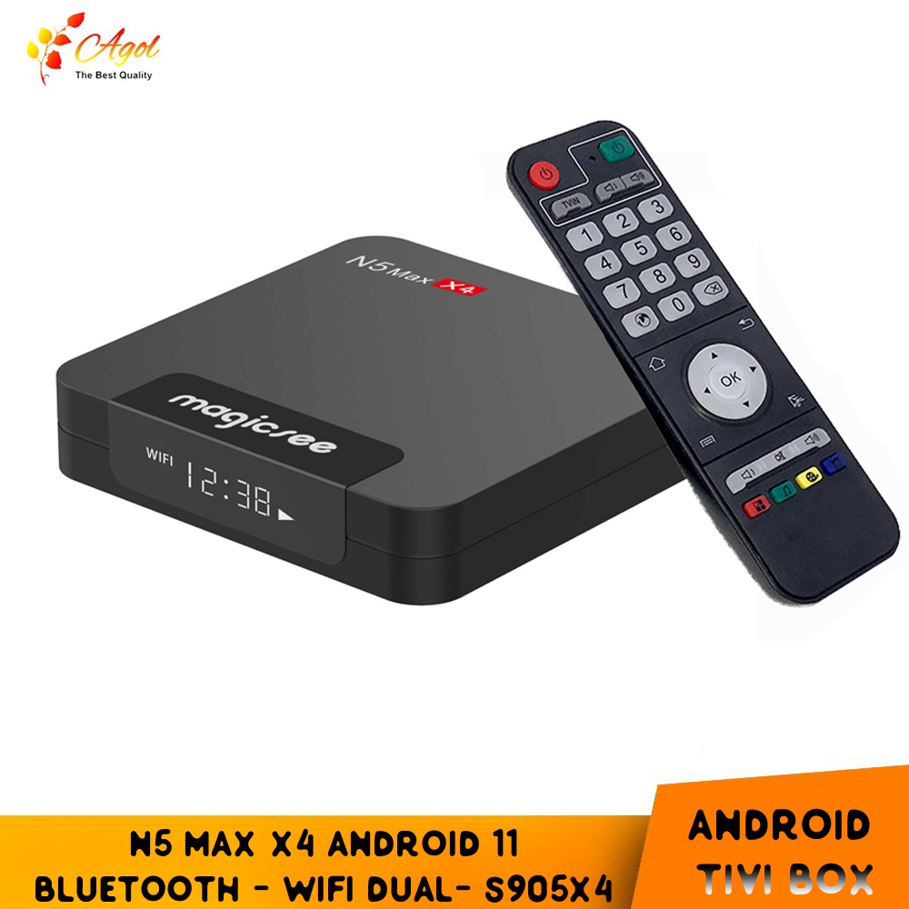 android tivi box N5 MAX X4 S905X4 Ram 4G Android 11 Bluetooth wifi kép 2 băng tần cài sẵn ứng dụng TV miễn phí vĩnh viễn