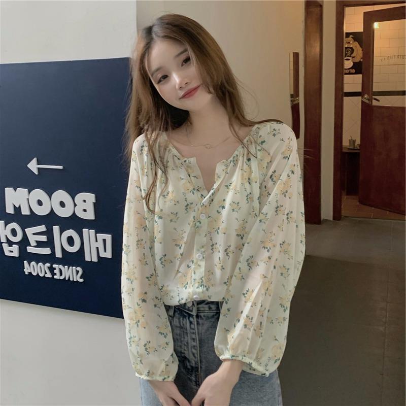Áo Sơ Mi chiffon Họa Tiết Hoa Phong Cách Pháp Thời Trang Xuân Hè Cho Nữ