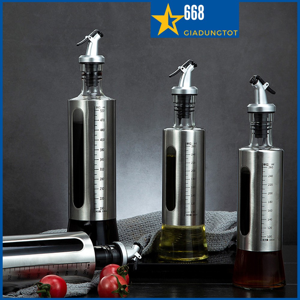 Chai đựng dầu ăn thủy tinh không chì,vỏ ngoài bọc thép chống rỉ hàng loại 1 cao cấp đảm bảo an toàn khi sử dụng