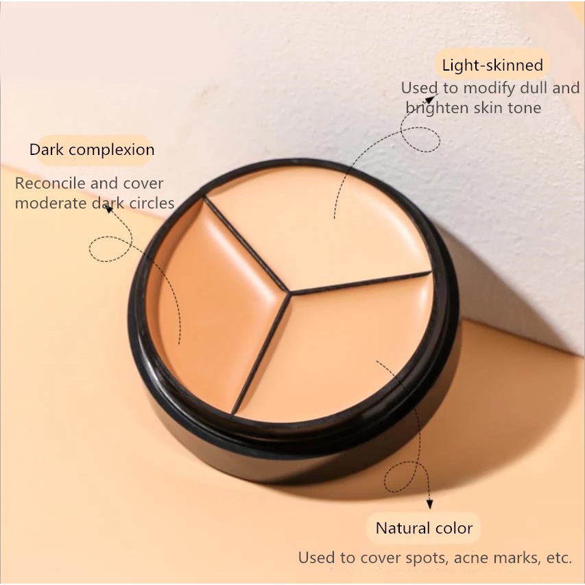 Kem Che Khuyết Điểm Bạc Hà 3 Màu Sắc Tự Nhiên Không Dầu Lâu Trôi Dưỡng Ẩm Che Khuyết Điểm