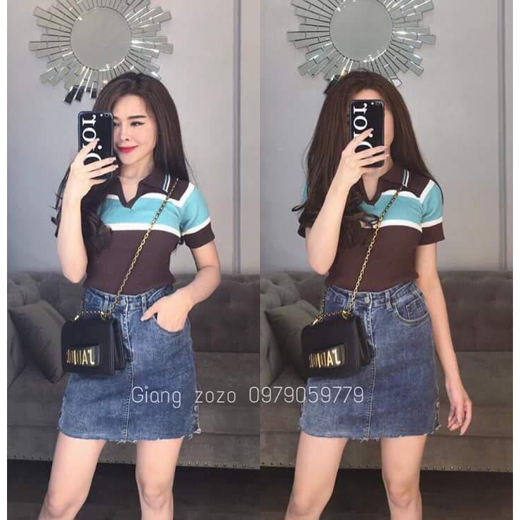 Áo len cổ đức pha ngực hàng Quảng Châu