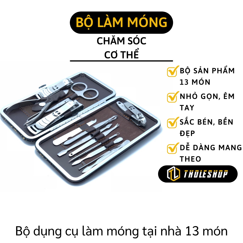 Bộ Bấm Móng - Kiềm Cắt, Bấm Móng, Lấy Ráy, Nặn Mụn, Kéo Tỉa Lông Mày Inox 13 món, Làm Nails 3801