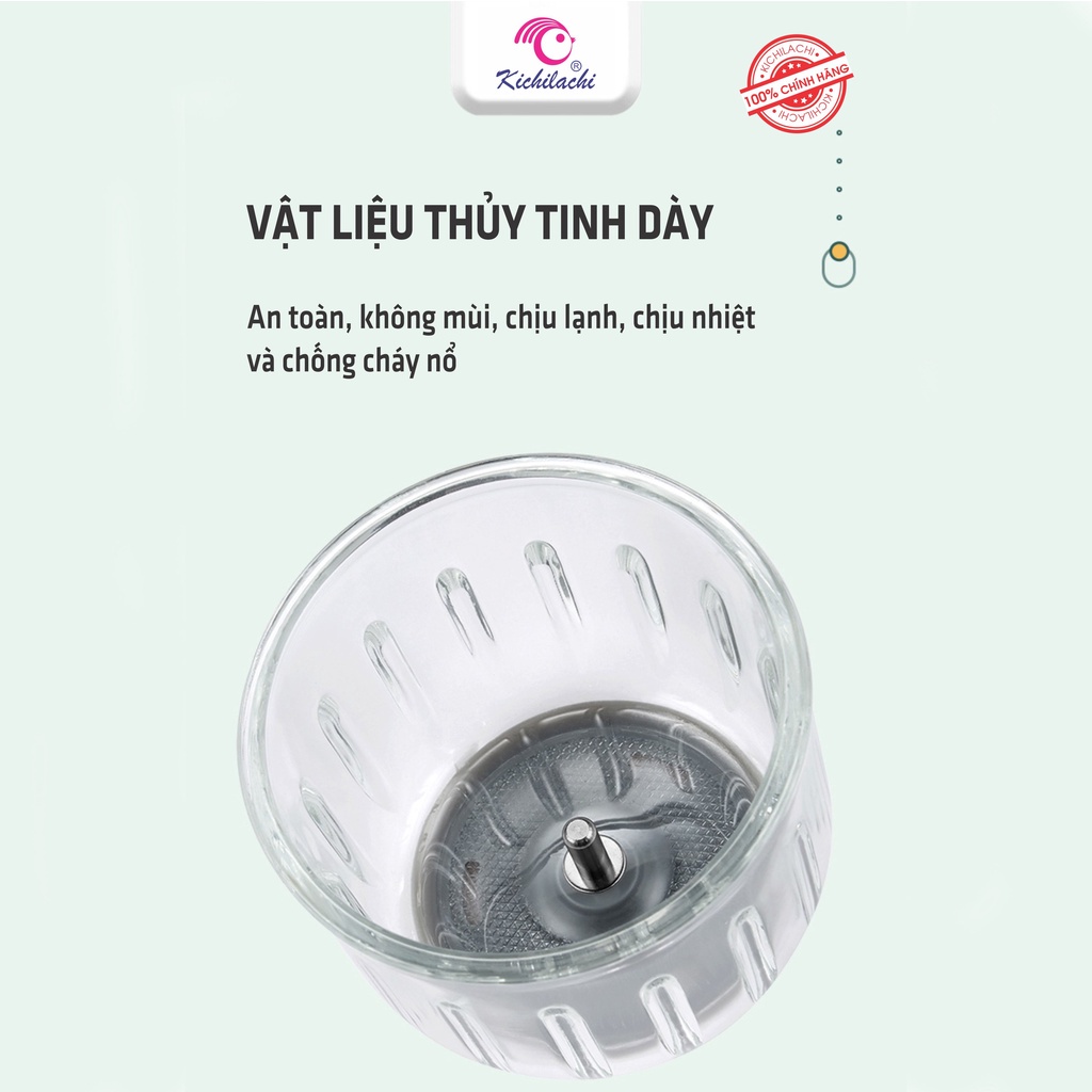 Máy xay ăn dặm đa năng KICHILACHI cho bé, bảo hành chính hãng 12 tháng, cốc xay dung tích 300ml và lưỡi dao inox 304 sắc
