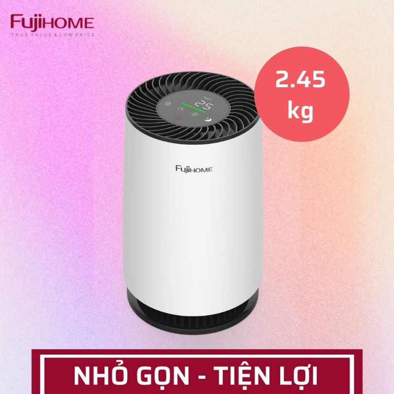 Máy lọc không khí nhập khẩu FUJIHOME AP12 2 cấp lọc, màng lọc Hepa và than hoạt tính, đèn cảm biến lọc bụi mịn PM2.5