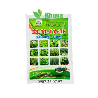 Phân bón lá nasago3 npk 33-11-11+te 50gr xanh và to lá