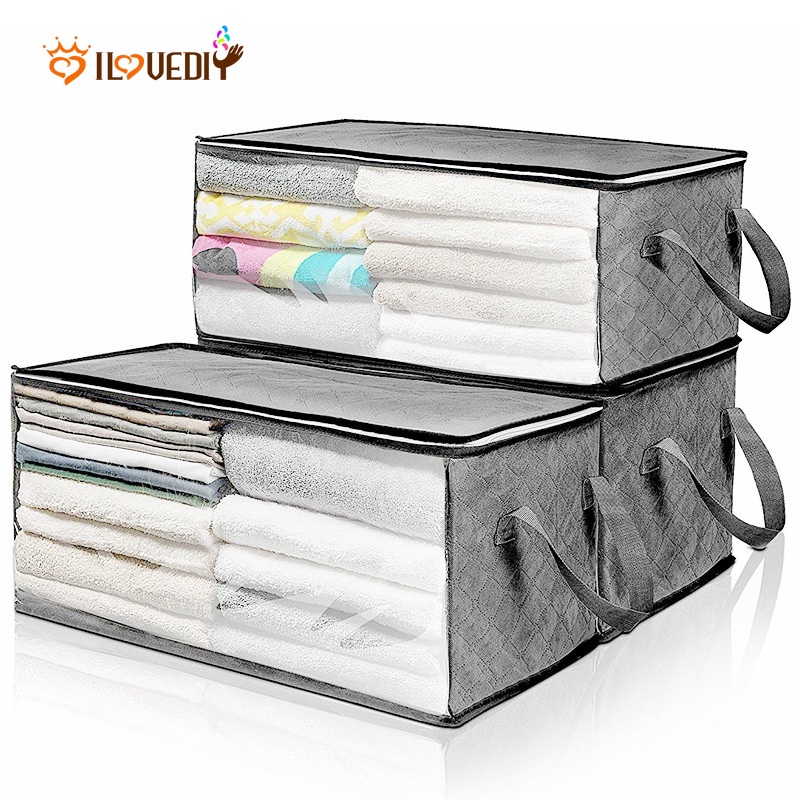 Túi đựng chăn mền bằng vải không dệt trong suốt cỡ lớn có thể gấp gọn tiện lợi